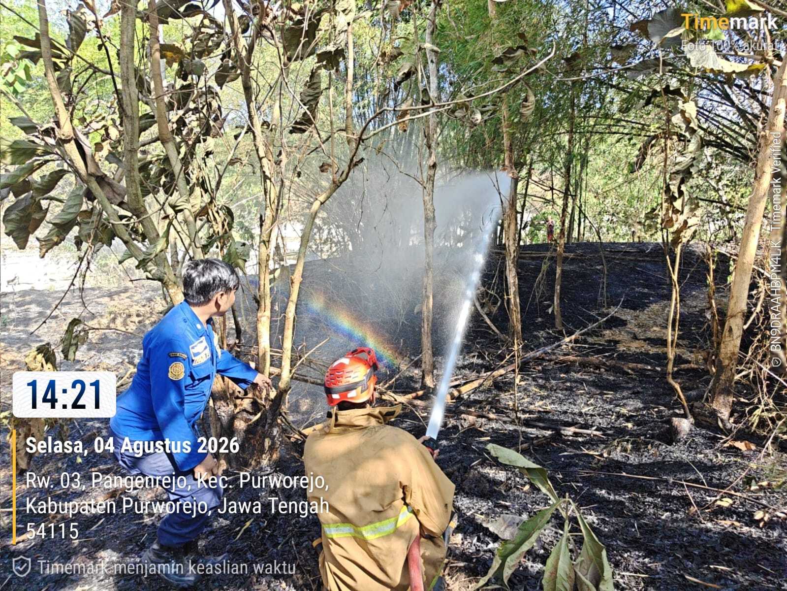 KEBAKARAN LAHAN BERHASIL DIPADAMKAN, DAMKAR PURWOREJO BERGERAK CEPAT CEGAH API MELUAS KE PEMUKIMAN